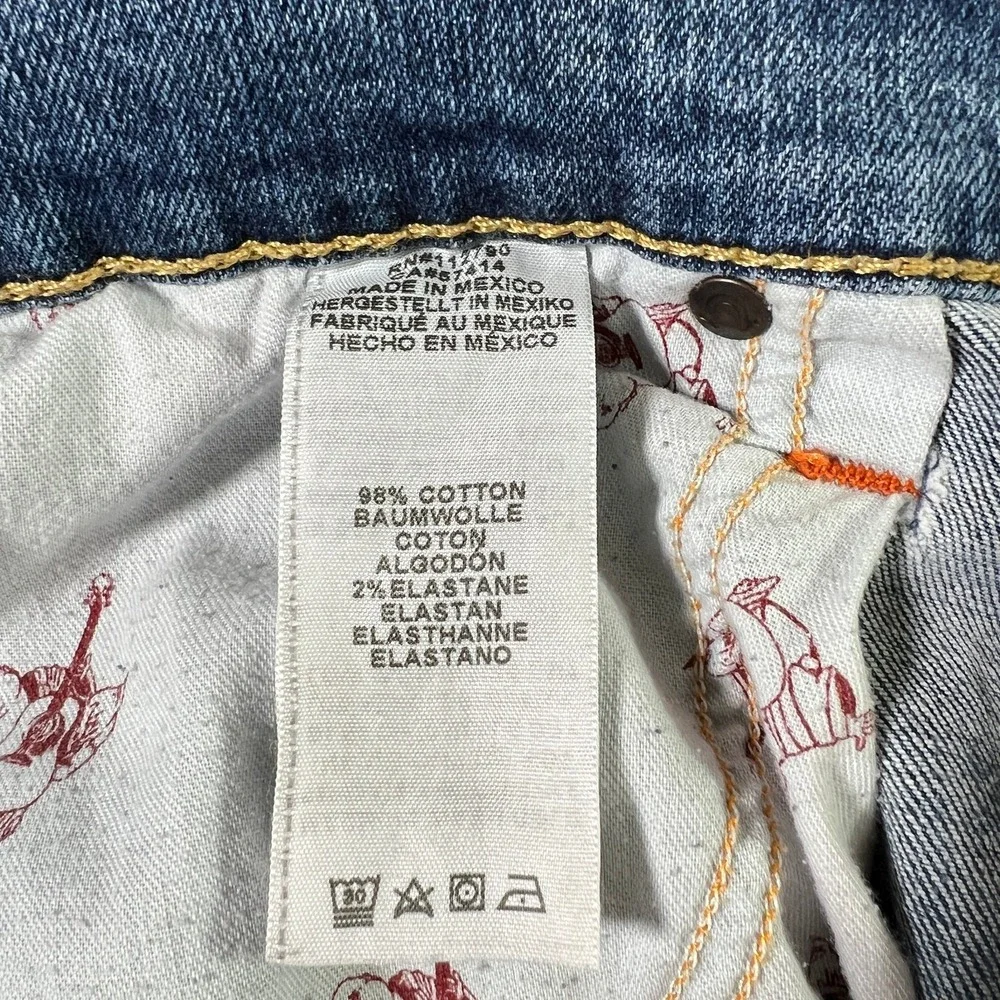 True‎ Religion Mens Rocco Relaxed Skinny Jeans 34x32 Blue Distressed Stretch